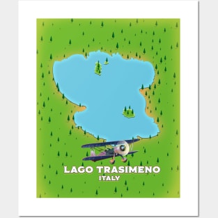 Lago Trasimeno Italy lake map Posters and Art